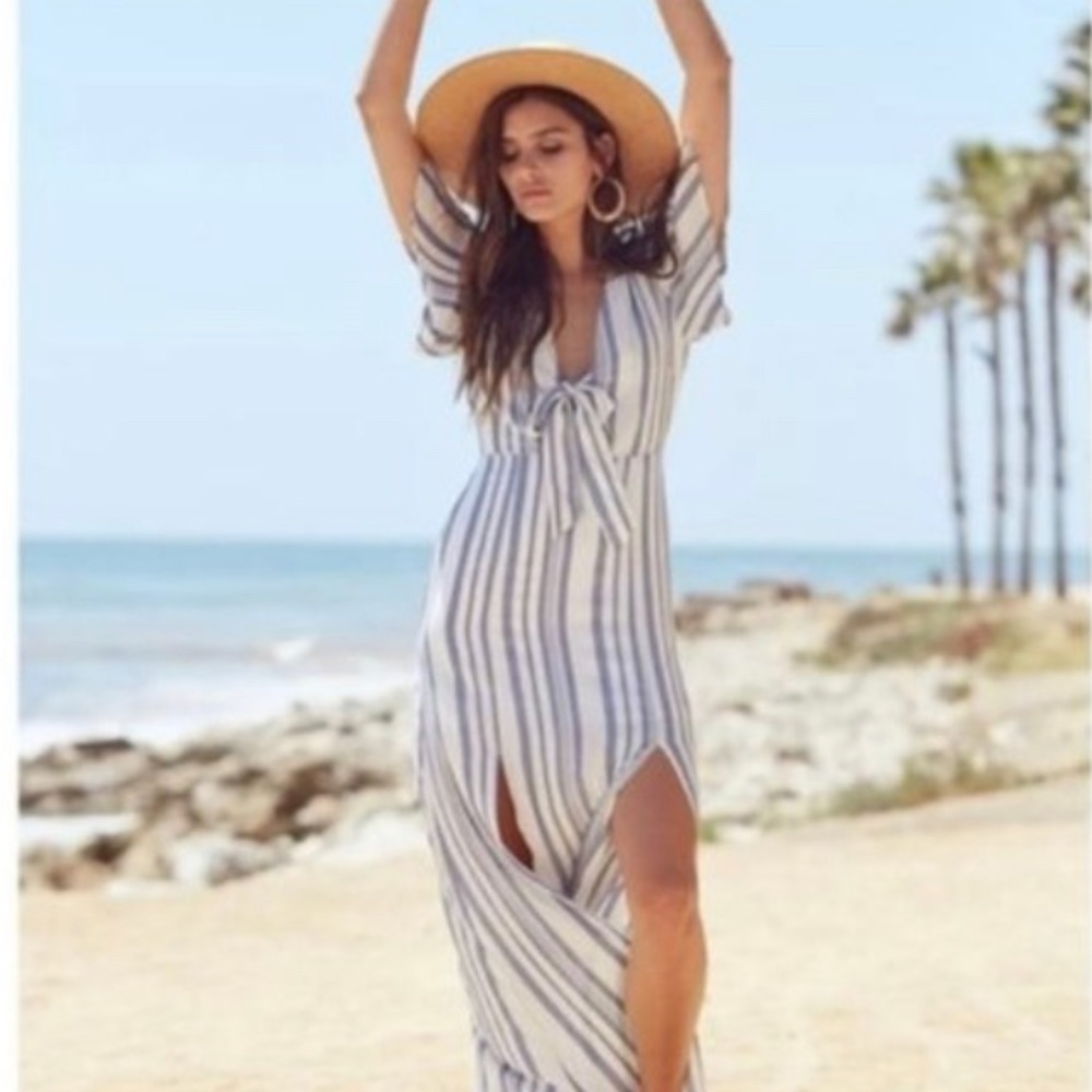 Lost + Wander Marina Tie Front Maxi Dress